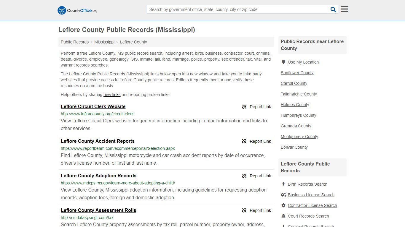 Leflore County Public Records (Mississippi) - County Office