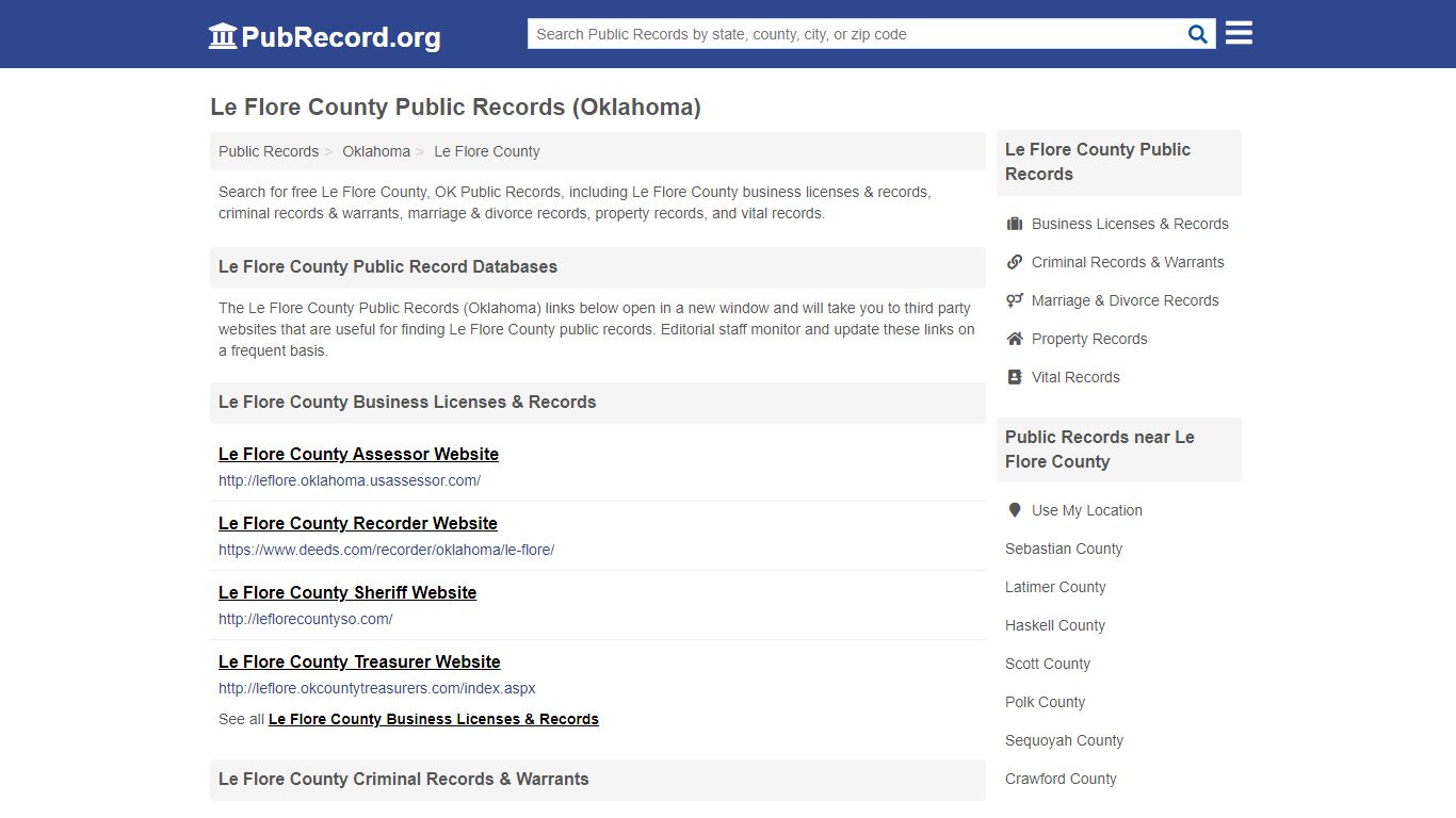 Free Le Flore County Public Records (Oklahoma Public Records)