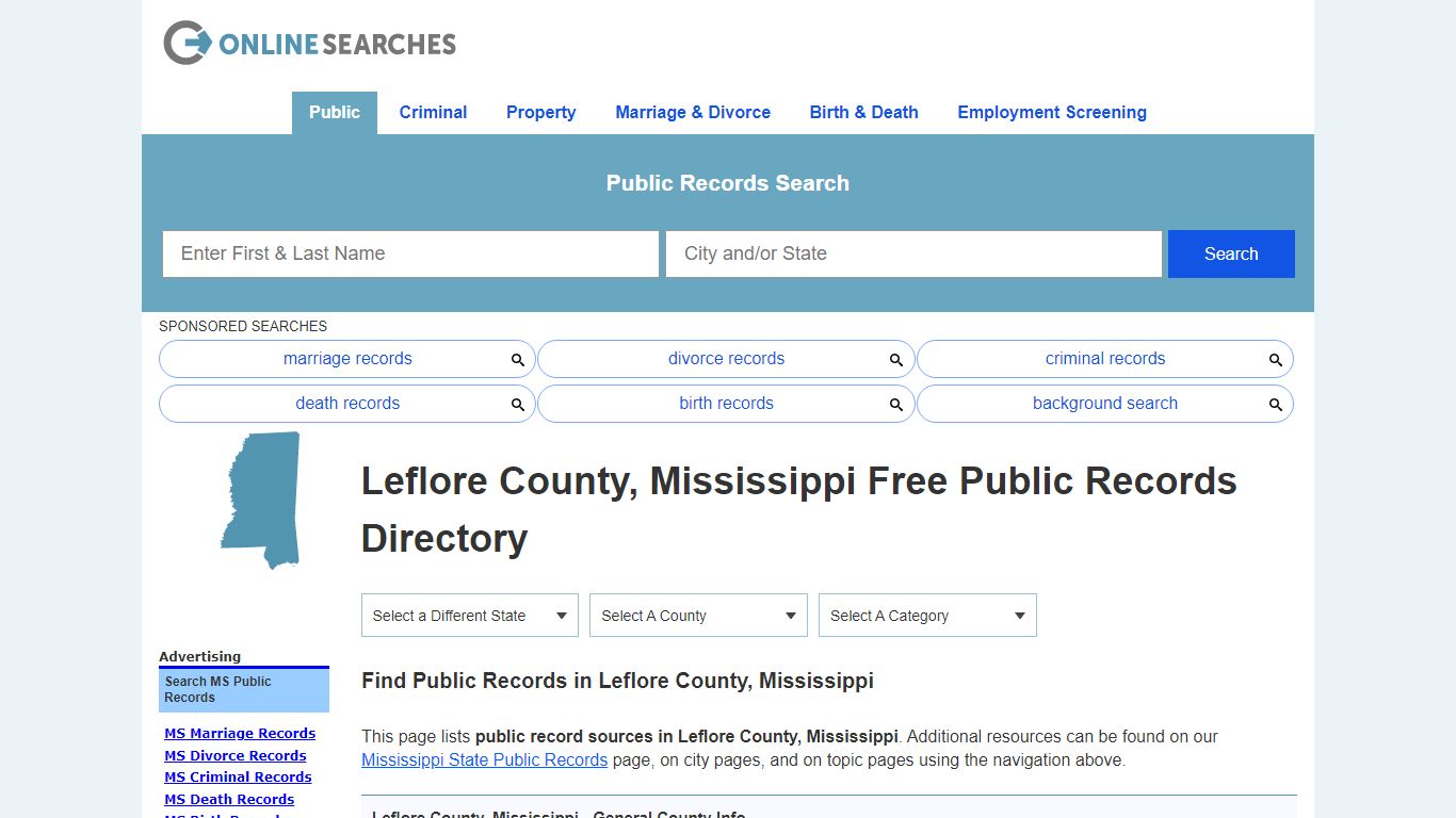 Leflore County, Mississippi Public Records Directory